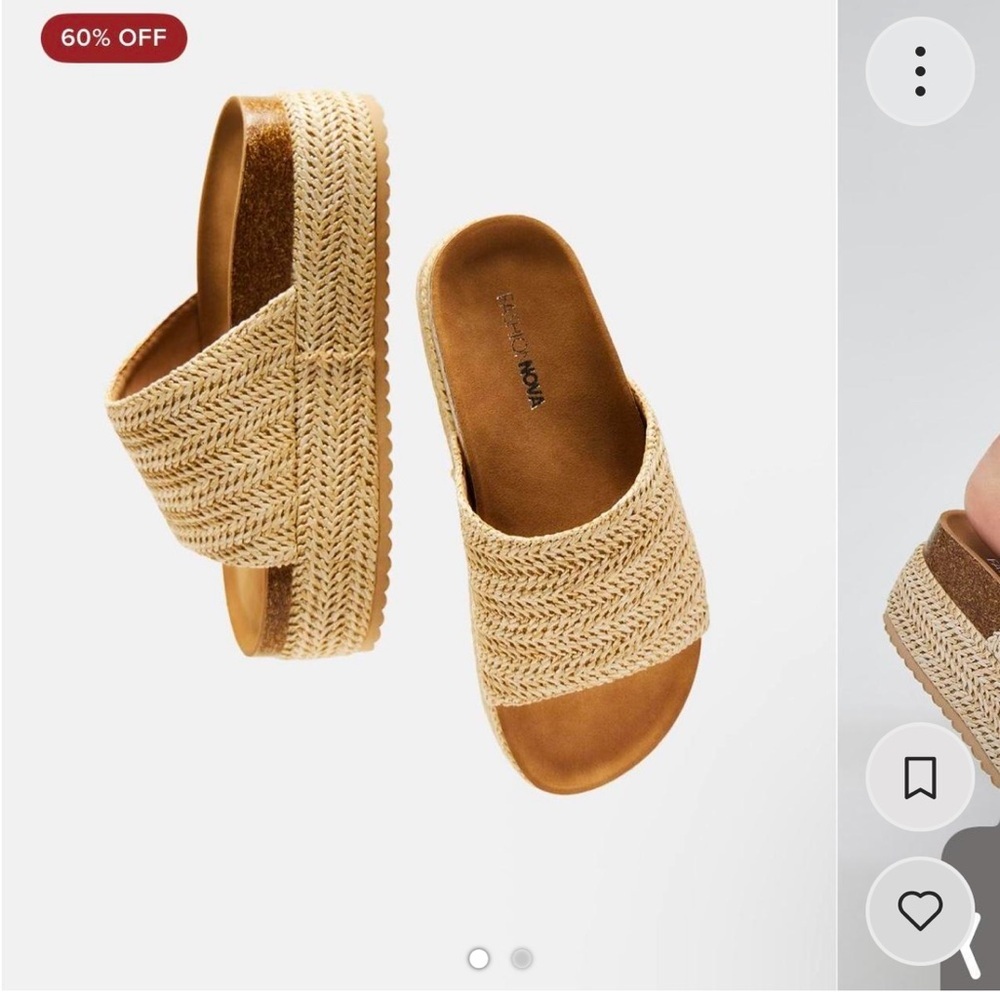 Fashion Nova Tan Platform Slides | Size 5.5